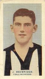 1933 Hoadley's Victorian Footballers #22 John Beveridge Front